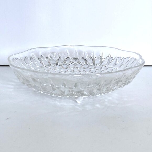 1960s Anchor Hocking Clear Glass Teardrop Hobnail Three Footed Bowl Dish Vintage - Picture 3 of 7